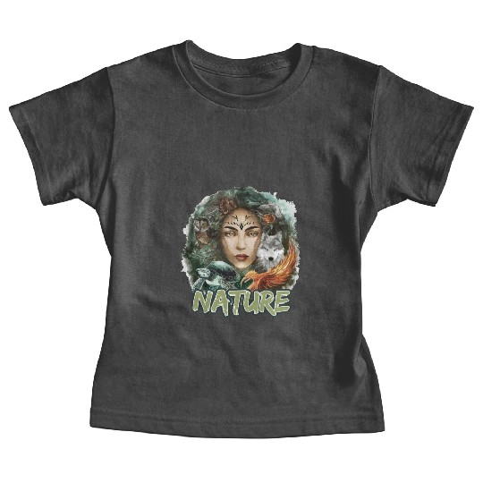 Nature-Inspired Wolf Owl Turtle Phoenix Woman Baby Tees