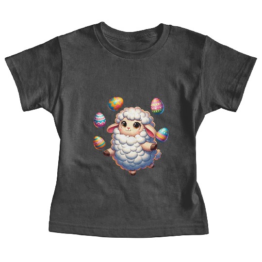 Colorful Easter Egg Juggling Lamb Cartoon Baby Tees
