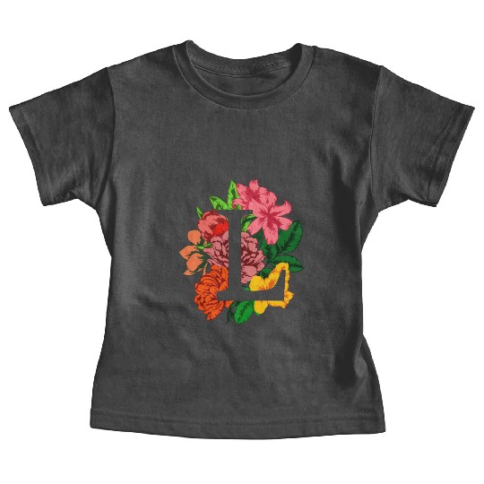 Capital letter L monogram with peony, lily flowers Baby Tees