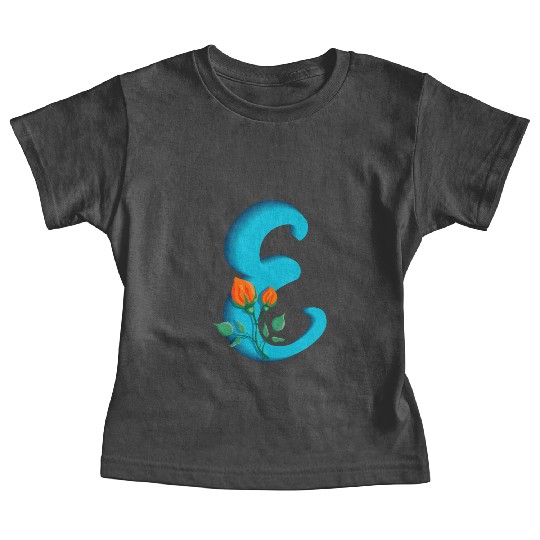 Three dimensional capital letter E rose monogram Baby Tees