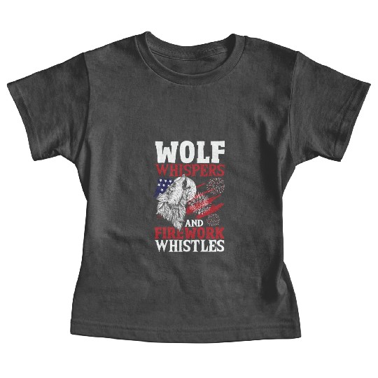 Howling Wolf White Stars Red Stripes American Baby Tees