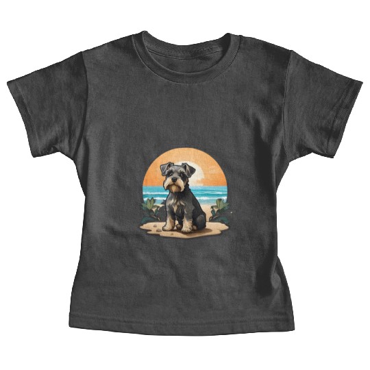 A miniature schnauzer dog in the beach Baby Tees