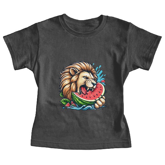 Lion Enjoying a Juicy Watermelon Baby Tees