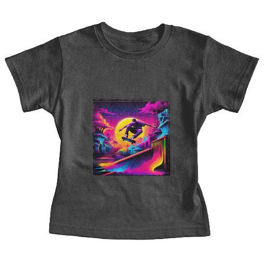 AI Airbrushed Synthwave Skate Scene Baby Tees