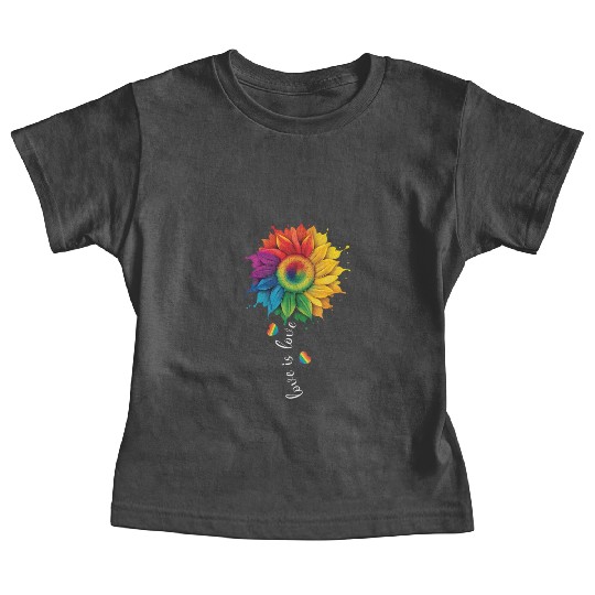 Love Is Love LGBTQ Rainbow Sunflower Gay Pride Baby Tees
