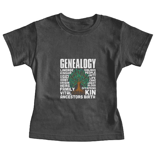 Genealogy Word Cloud Family Ancestry Genealogist Baby Tees