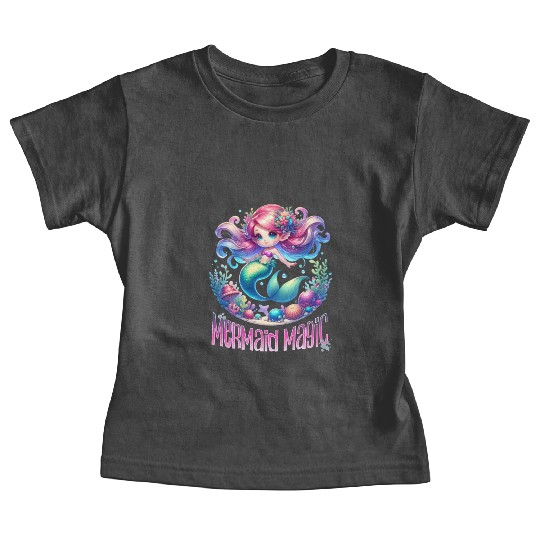Cute Mermaid Magic Graphic, Colorful Ocean Fantasy Baby Tees