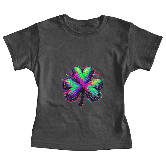 St Patricks Day Glitched Shamrock Baby Tees