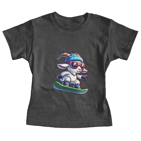Snowboarder Goat Winter Adventure Baby Tees