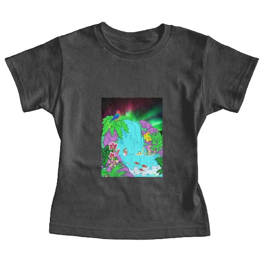 Northern Lights Waterfall Serenity with Swimmers Baby Tees