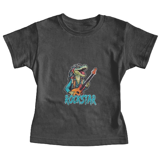 Rockstar Reptile Musician with Electric Guitar Baby Tees