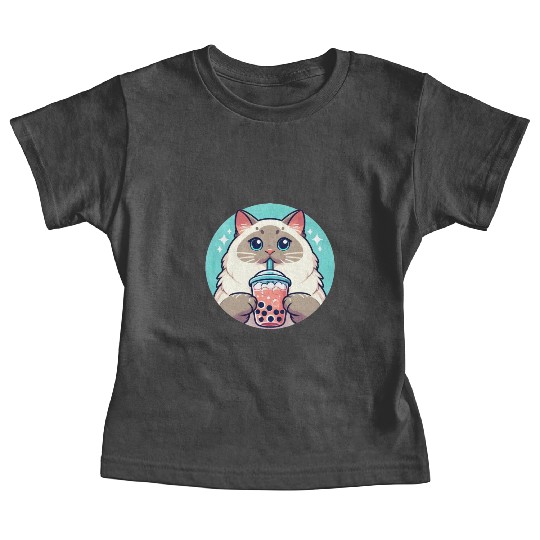 Siamese cat having bubble tea Baby Tees