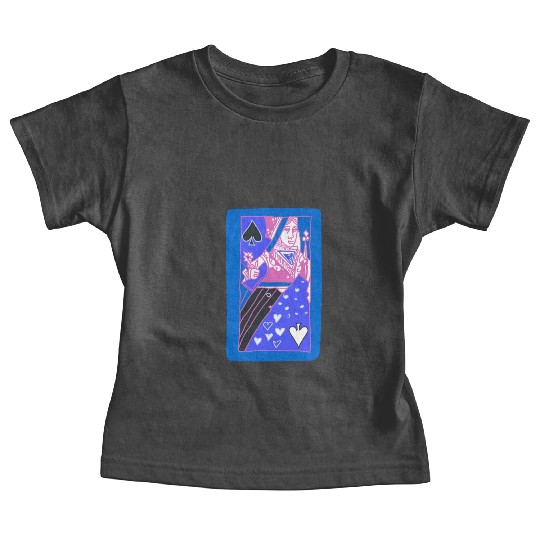 Blue Queen Of Spades Playing Card Baby Tees