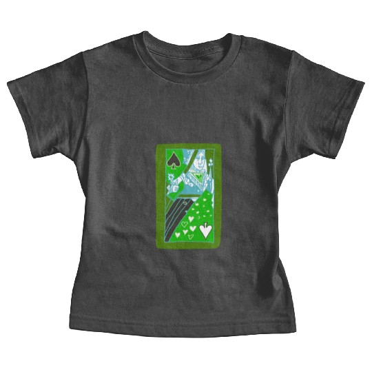 Green Queen of Spades Playing Card Baby Tees