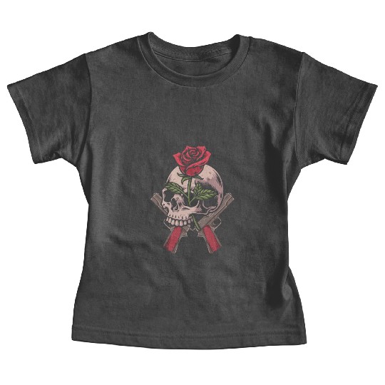 Skeleton Roses Guitar Skull Roses Guns Baby Tees