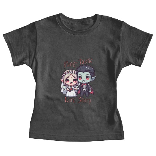 Vampire Bride and Groom Love Story Baby Tees