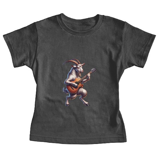 Cool Goat Guitarist E-Guitar Design Baby Tees