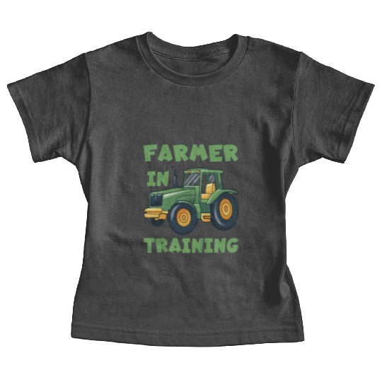 Funny Tractor Boy Farmer In Training Baby Tees