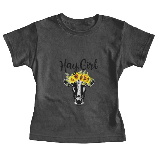Hay Girl Funny Cow Farm Sunflower Heifer Baby Tees