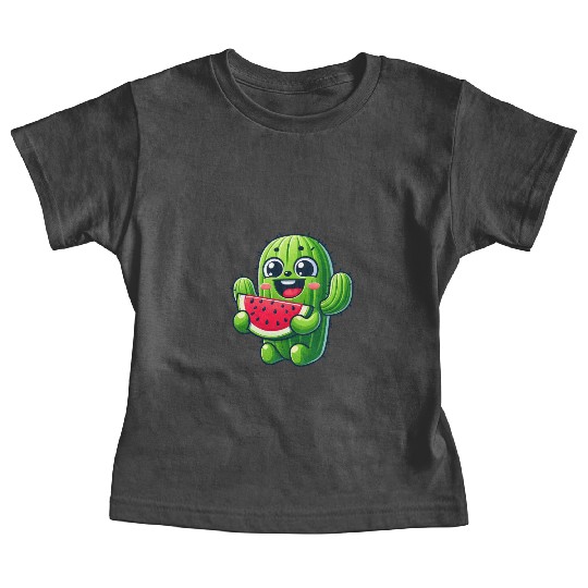 Cute Cactus Comic With Watermelon Fruity Baby Tees