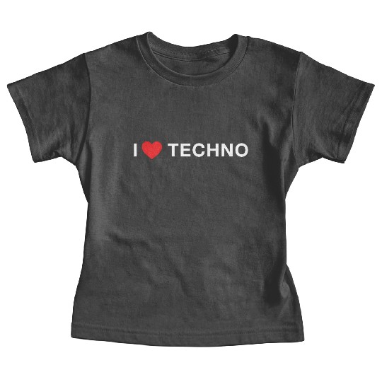 I Love Techno Electronic Rave Music Red Heart Baby Tees