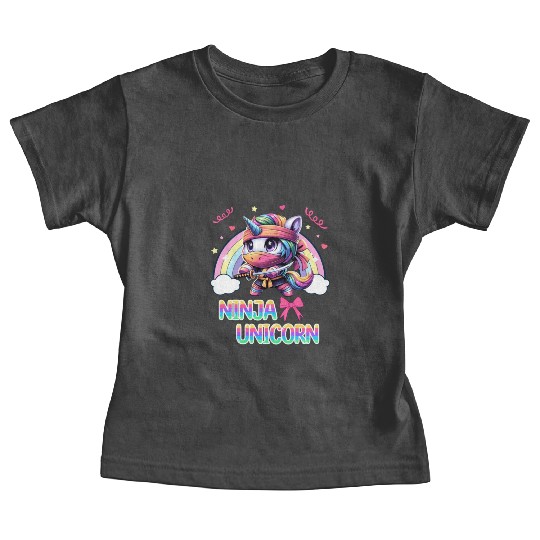 Ninja Unicorn Cute Rainbow Unicorn Fighter Baby Tees