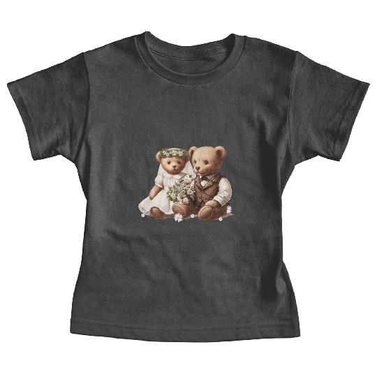 Vintage wedding: teddy bear bride and groom Baby Tees