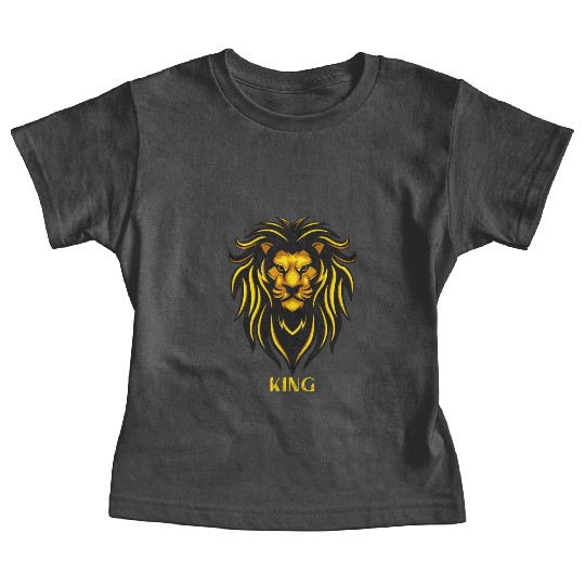 Black Yellow Lion Illustrative Baby Tees