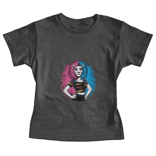 Punk Lion with pink and blue hair retro style for Baby Tees