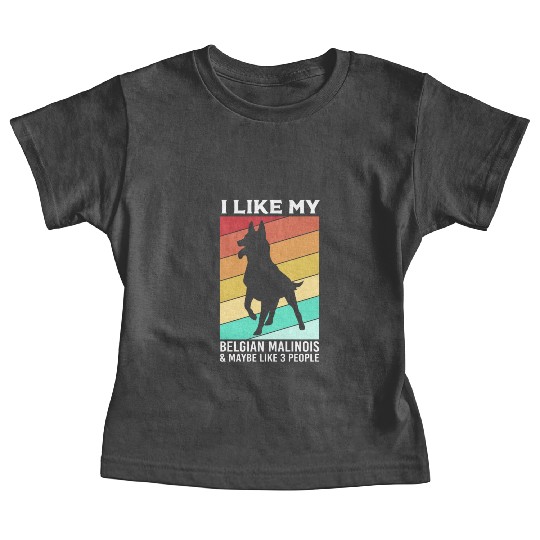 Retro Dog Silhouette I Like My Belgian Malinois Baby Tees