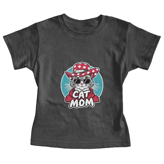Cat Mom Funny cat with sunglasses, hat and clothes Baby Tees