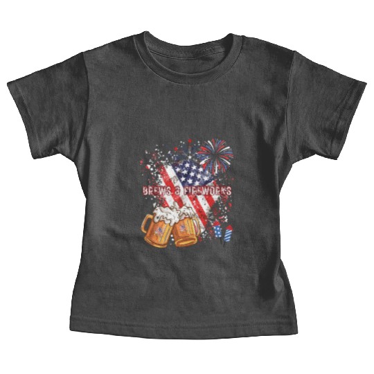 Brews & Fireworks 4th of July Independence Day Baby Tees