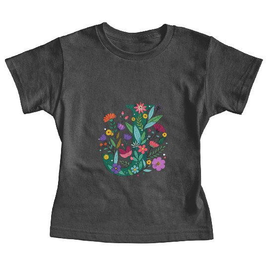 Individual Alphabet Wildflower Green Letter J Baby Tees