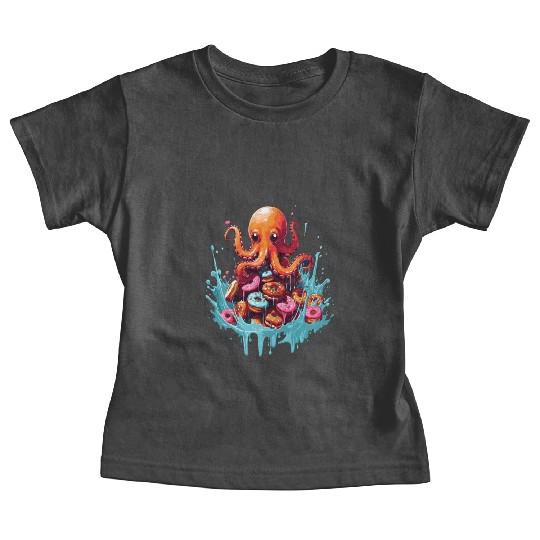 Cute Octopus: Ruler of the Donuts Baby Tees