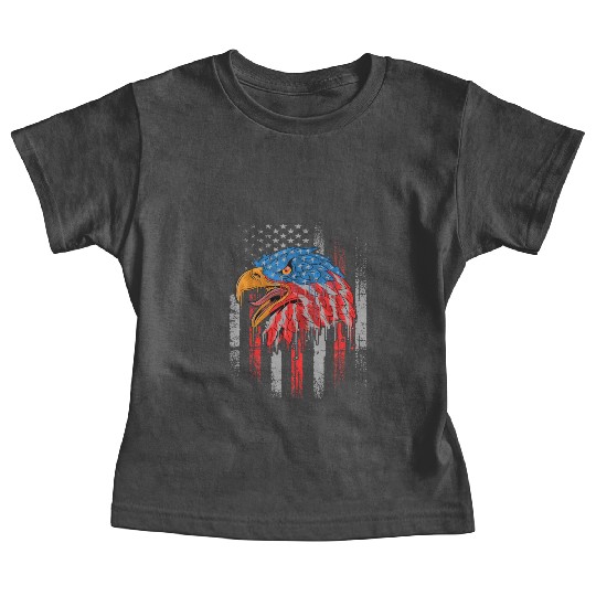 Retro US Flag Funny 4th July Bald Eagle Patriotic Baby Tees