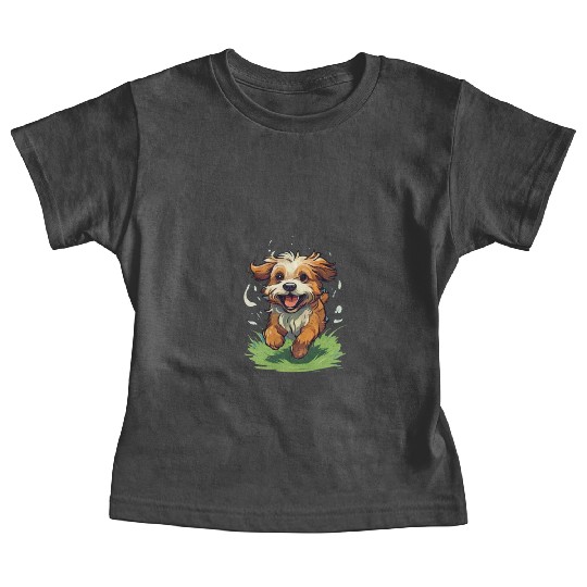 running dog on the grass Baby Tees