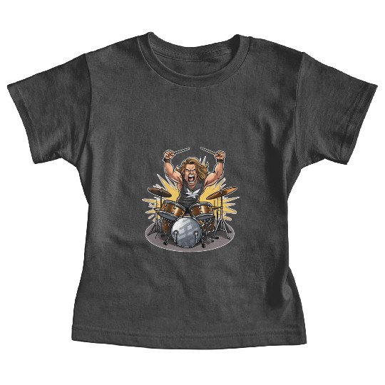 Epic Thunderous Drummer: Unleash Your Rock Star Baby Tees
