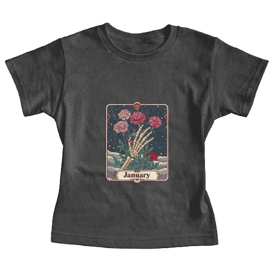 January Gothic Tarot Card - Carnation Flower & Ske Baby Tees