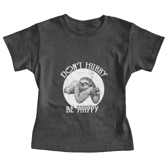 Vintage Sloth Pun Don't Hurry Be Happy Sloth Baby Tees