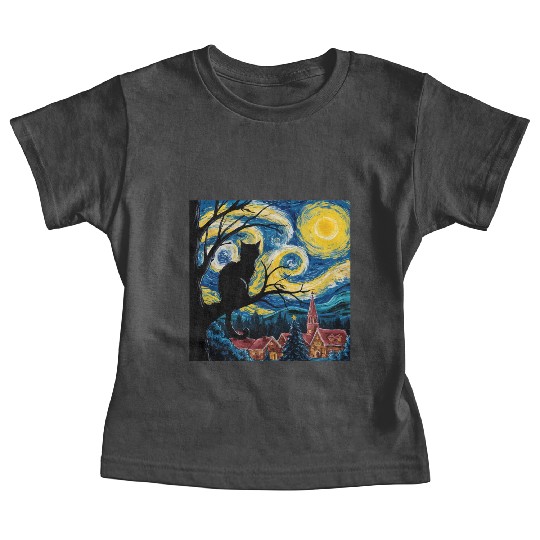 Starry Night Cat Art Premium Baby Tees