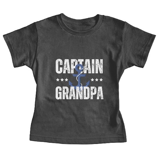 Captain Grandpa with anchor Cruise Captain Boating Baby Tees