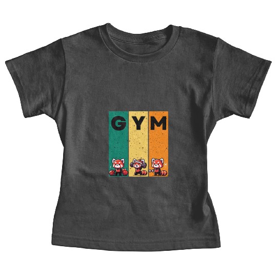gym red panda funny workout Baby Tees