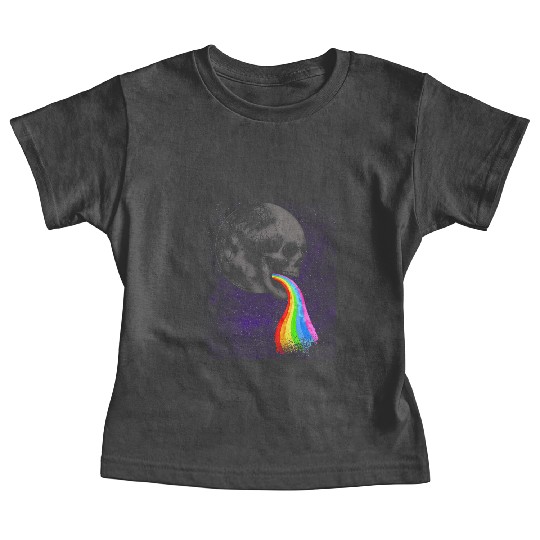 Skull Design with Rainbow. Concert Festival Baby Tees