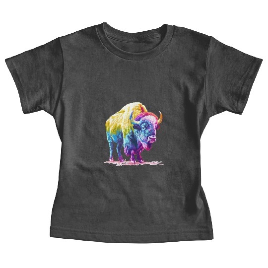 Vibrant Rainbow Buffalo Artwork Baby Tees