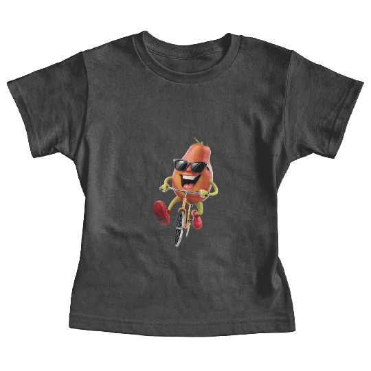 Papaya Cycling On Bike Realistic Baby Tees