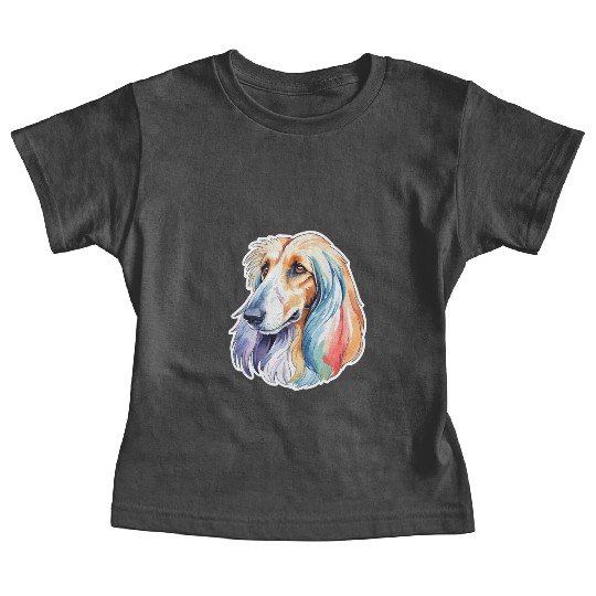 Afghan Hound Dog Watercolor Baby Tees