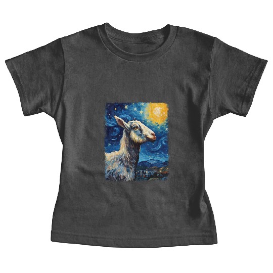 Goat Farm Animal Farmer Starry Night Painting Baby Tees