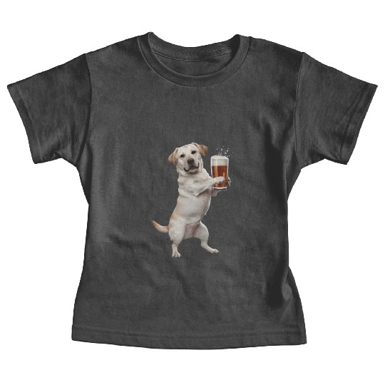 Labrador Drinking Beer Realistic Baby Tees