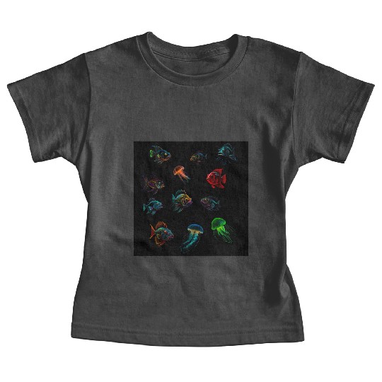 Deep Sea Fishes Bass And Jellyfish Baby Tees