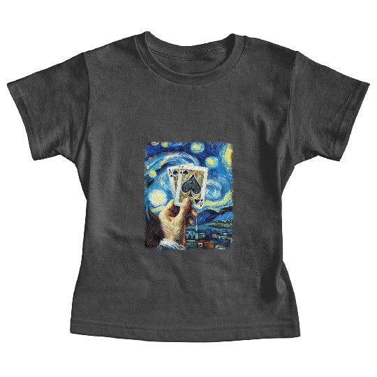 Blackjack Gambling Cards Starry Night Painting Baby Tees